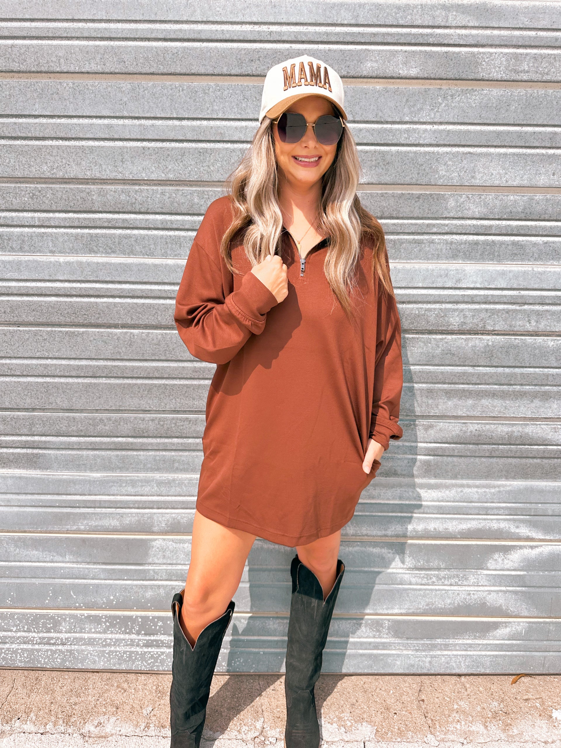 Hudson Scuba Mini Dress in Chestnut Medium