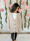 Kristine Oversized Cable Knit Cardigan in Grey