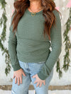 Shania Stitched Thermal Long Sleeve in Hunter Green