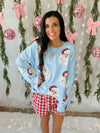 Sequin Santa Oversized Sweatshirt in Blue