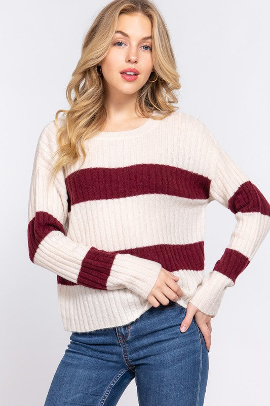 Oatmeal & Wine Striped Sweater