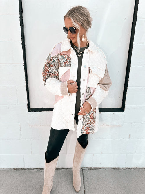 Kalena Jacket in Cream & Pink
