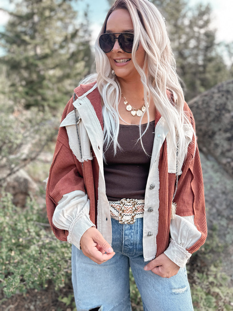 Sasha Hooded Jacket in Brick