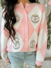 Christmas Ornament Cardigan in Pink