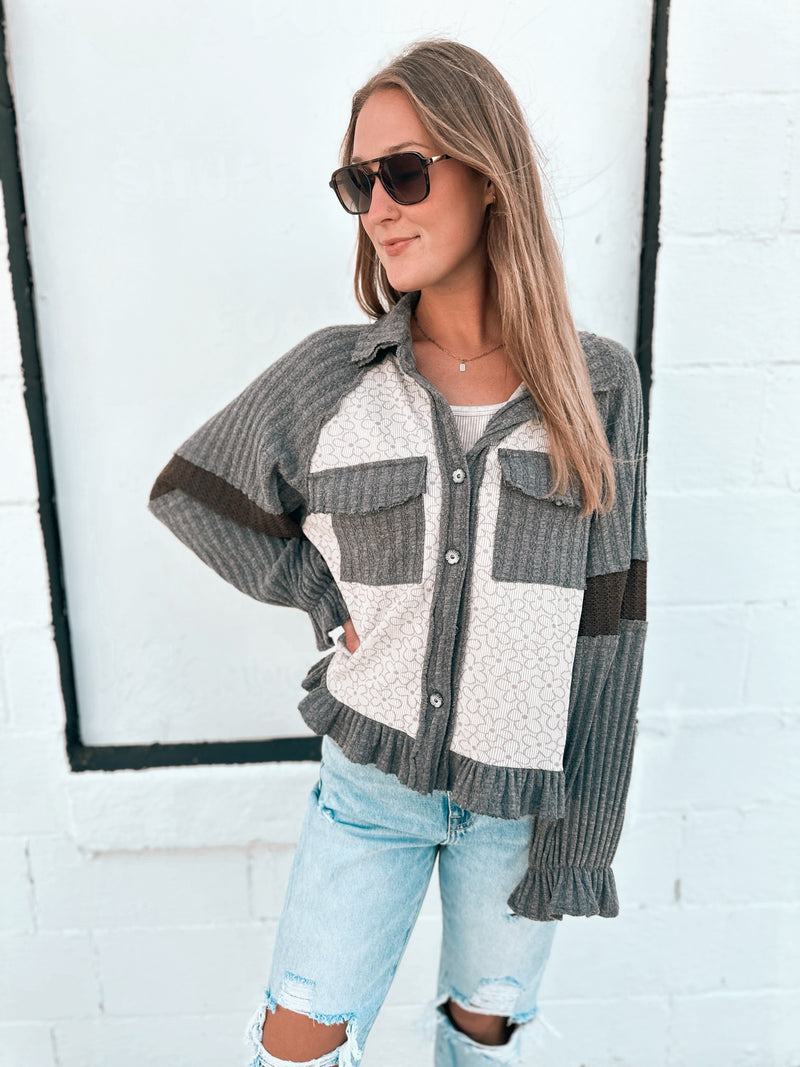 Iris Jacket in Charcoal Floral
