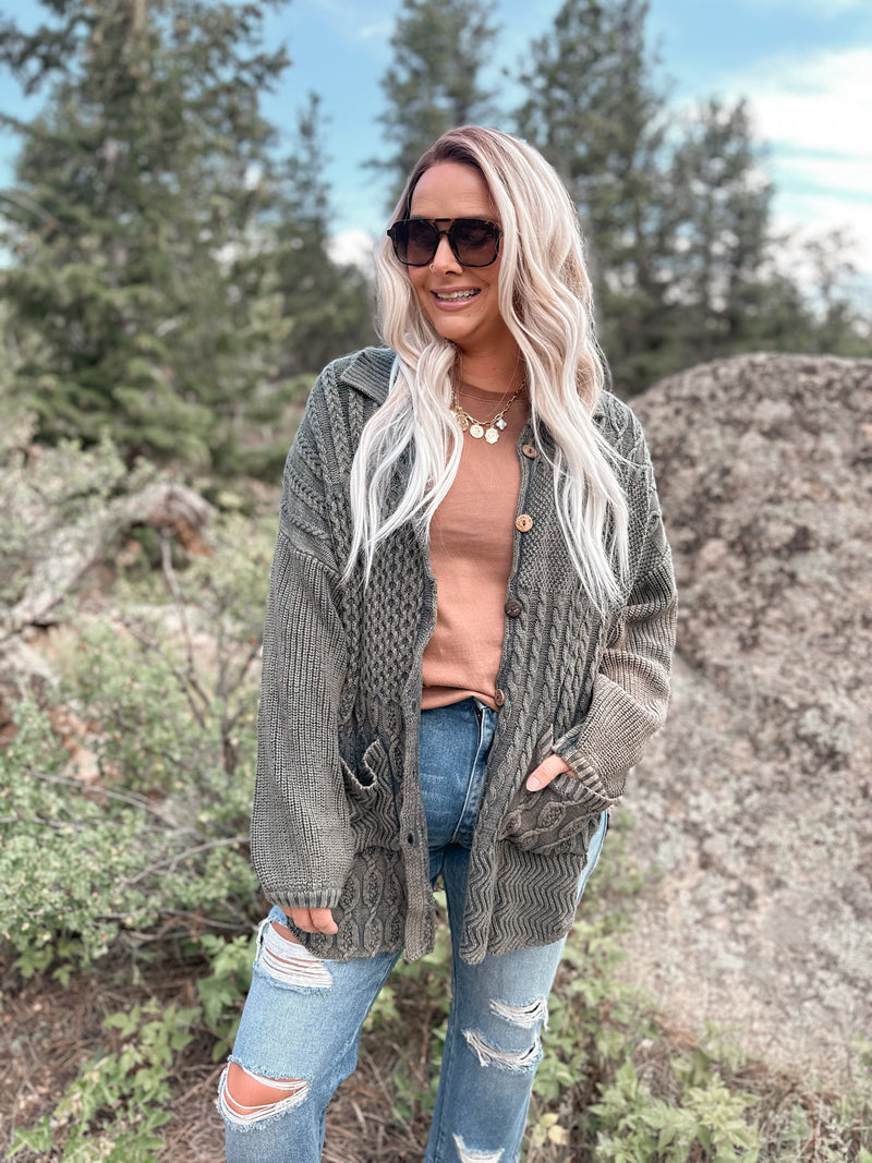 Jaymes Sweater Cardigan - Dusty Olive