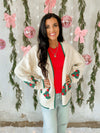 Christmas Tree Sweater Cardigan in Ivory
