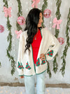 Christmas Tree Sweater Cardigan in Ivory