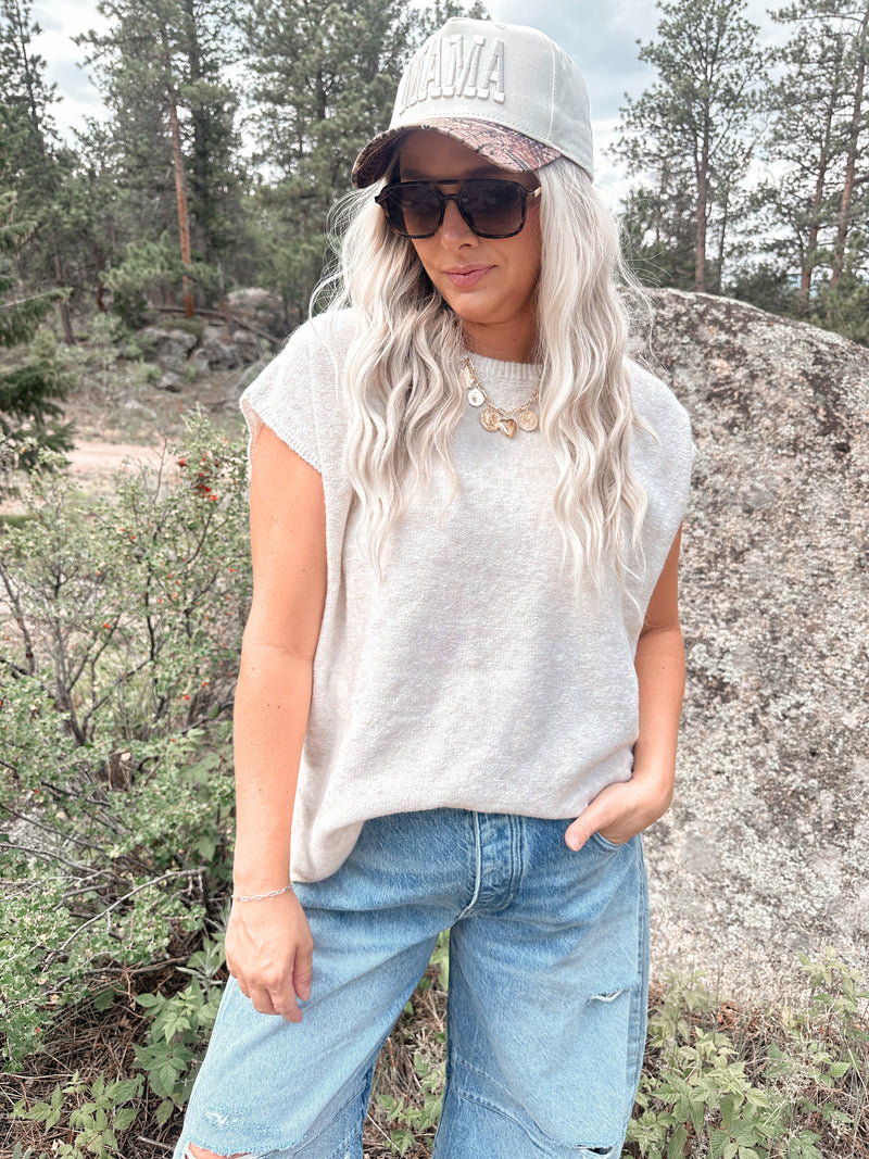 Kade Brushed Sleeveless Sweater in Oatmeal