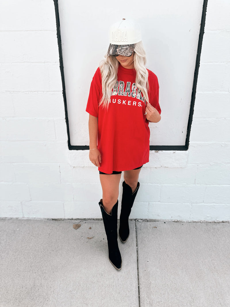 Nebraska Huskers Camo Tee in Red