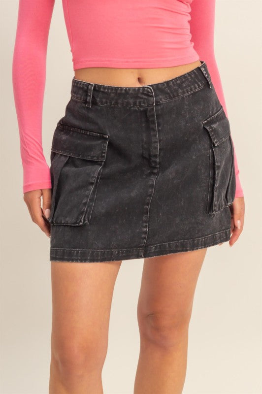 Owen Cargo Skirt in Black