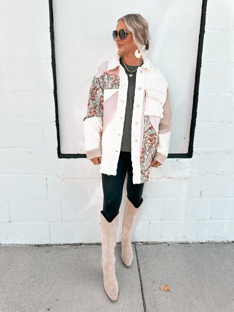 Kalena Jacket in Cream & Pink