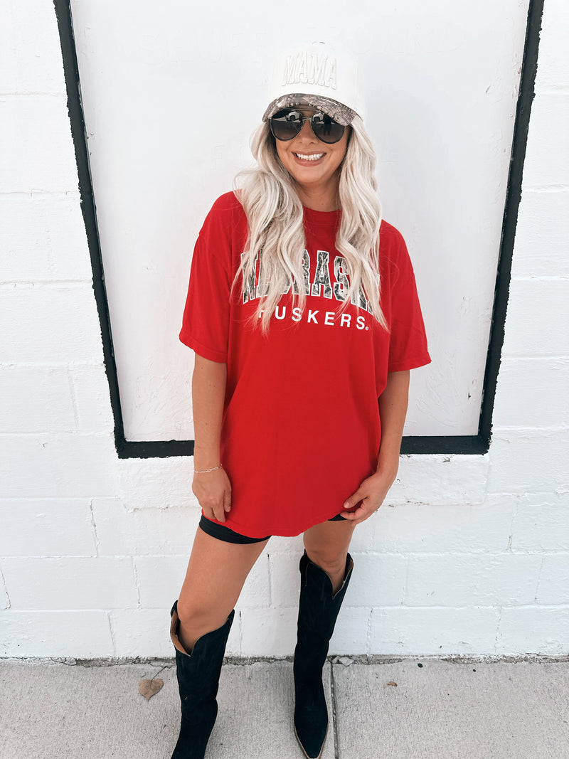 Nebraska Huskers Camo Tee in Red