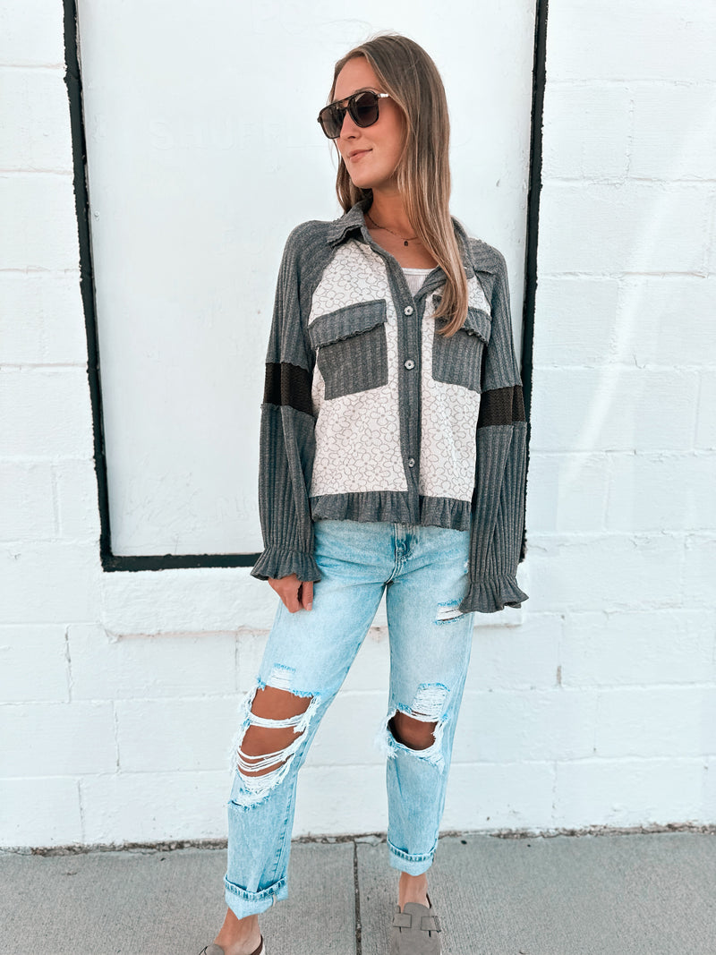 Iris Jacket in Charcoal Floral