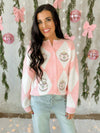 Christmas Ornament Cardigan in Pink