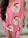 Sequin Santa Oversized Sweatshirt in Pink