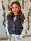 Carson Chunky Knit Sweater Vest in Navy
