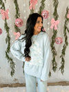 Satin Bow Christmas Tree Sweater in Light Blue