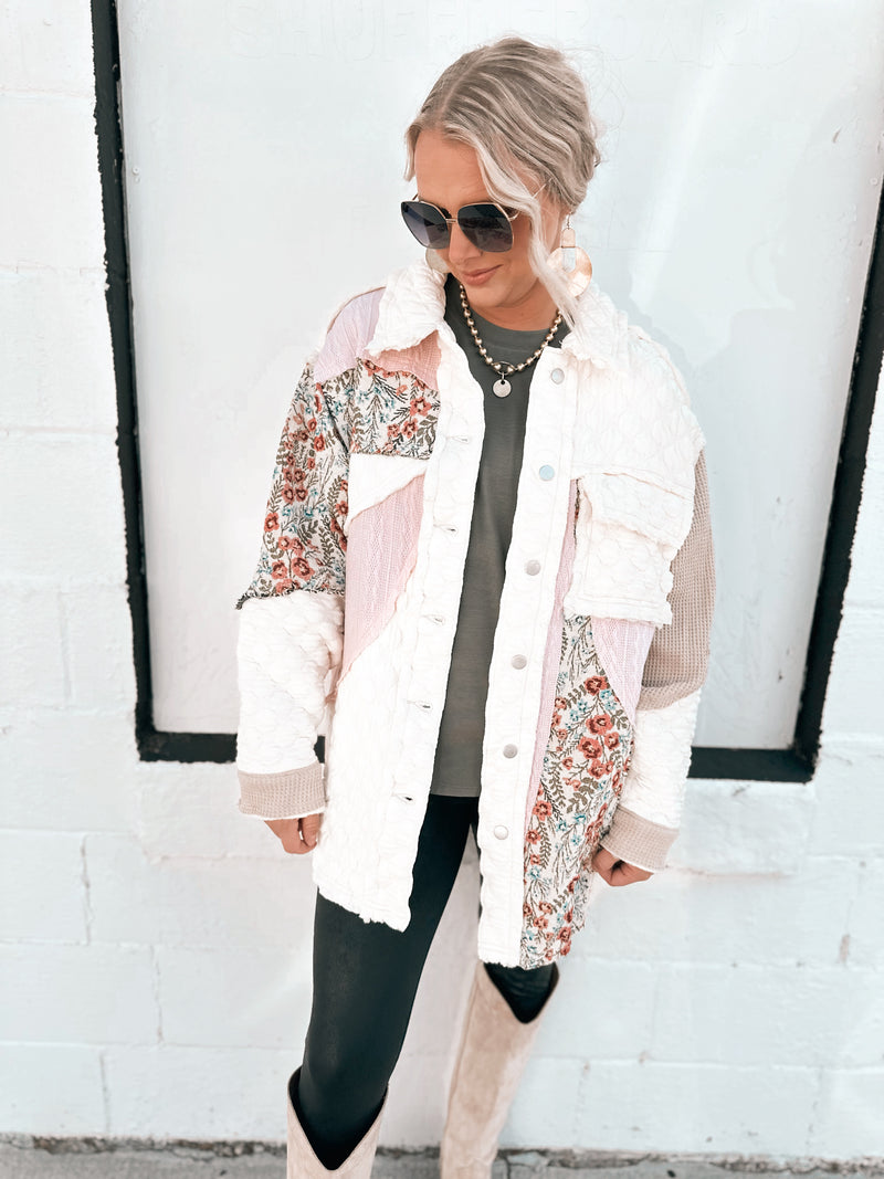 Kalena Jacket in Cream & Pink