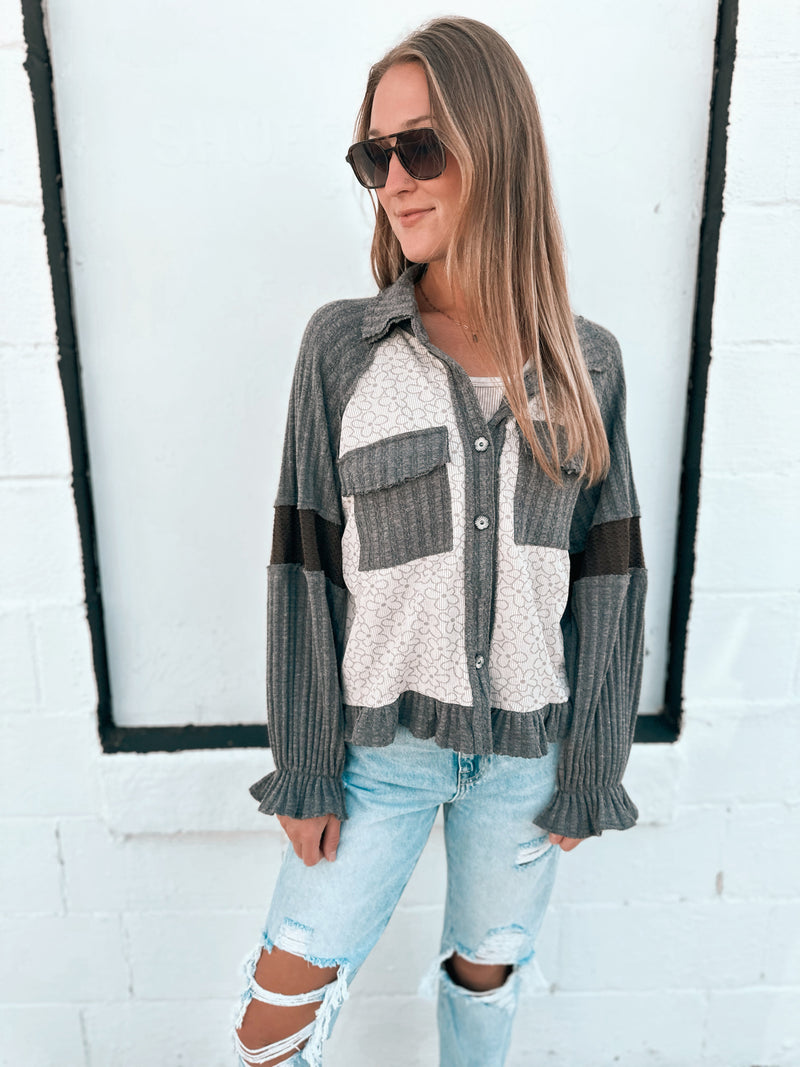 Iris Jacket in Charcoal Floral