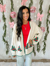 Christmas Tree Sweater Cardigan in Ivory