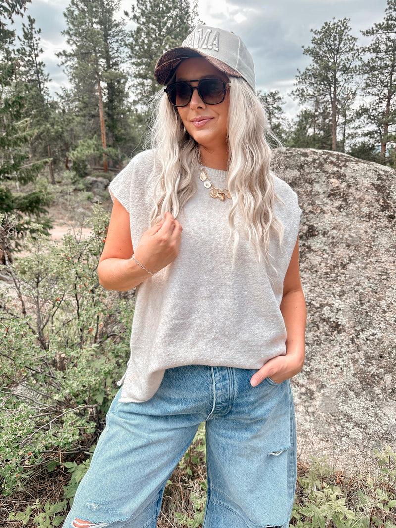 Kade Brushed Sleeveless Sweater in Oatmeal