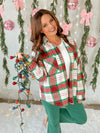 Jojo Plaid Shacket in Red & Green