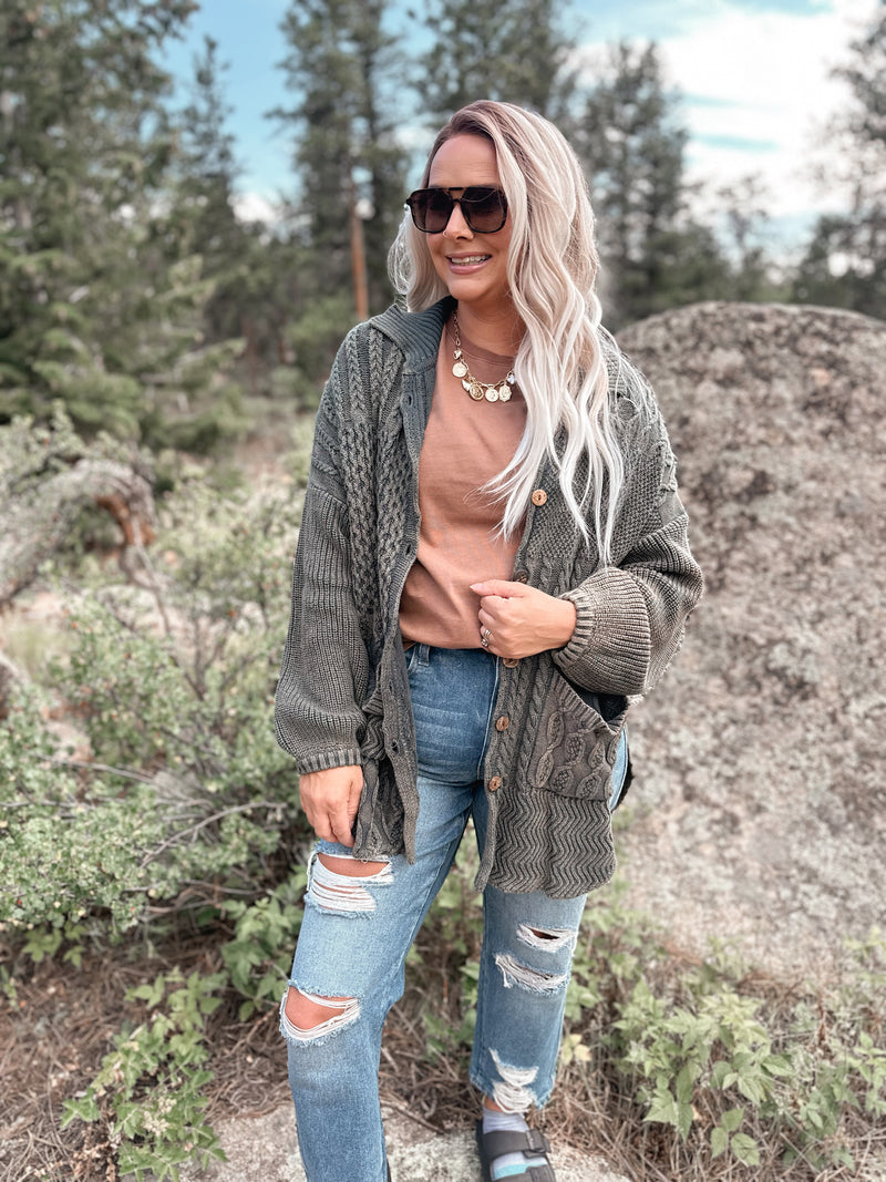 Jaymes Sweater Cardigan - Dusty Olive