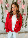 Callie Chunky Knit Cardigan in Red