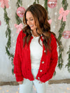 Callie Chunky Knit Cardigan in Red