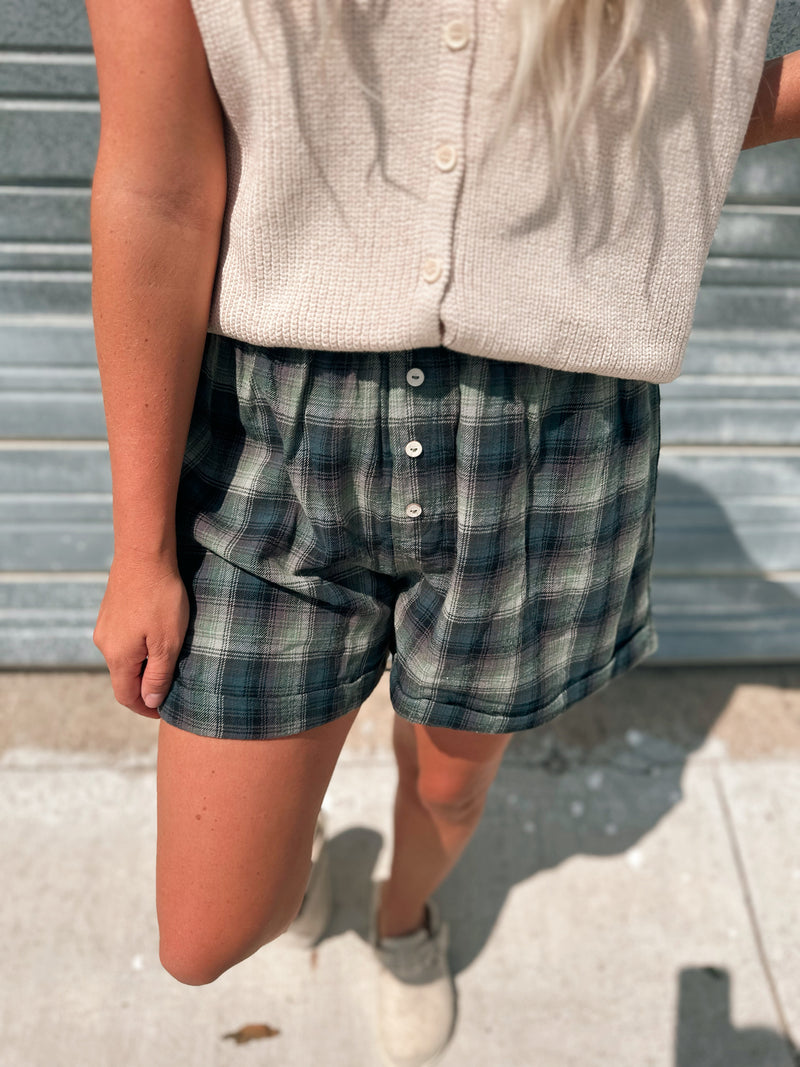 Free People Sunday Afternoon Boxer - Green Combo