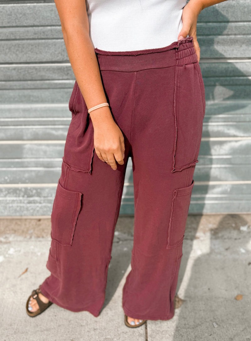 Kaycee Sweatpants in Dark Cherry