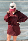 Breck Quilted Quarterzip in Dark Cherry