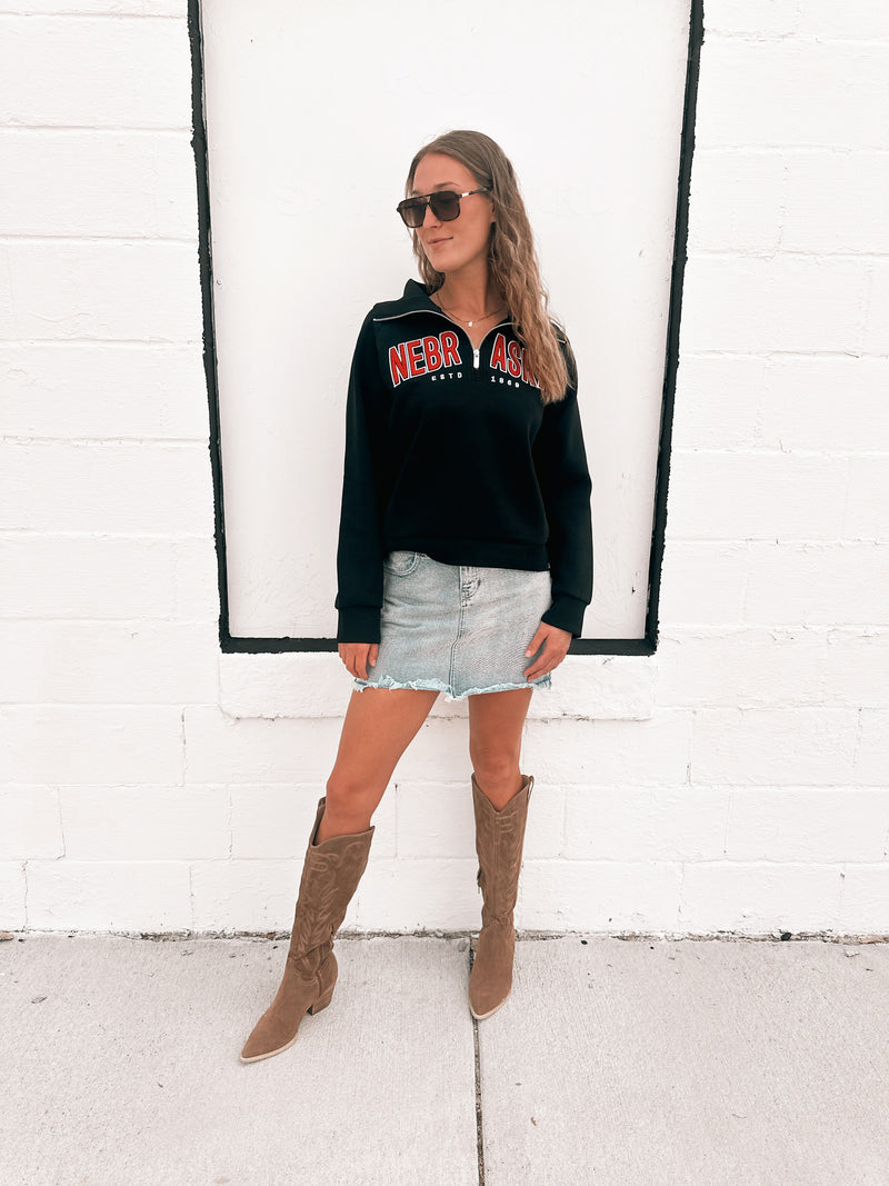 Nebraska Sears Black Quarterzip