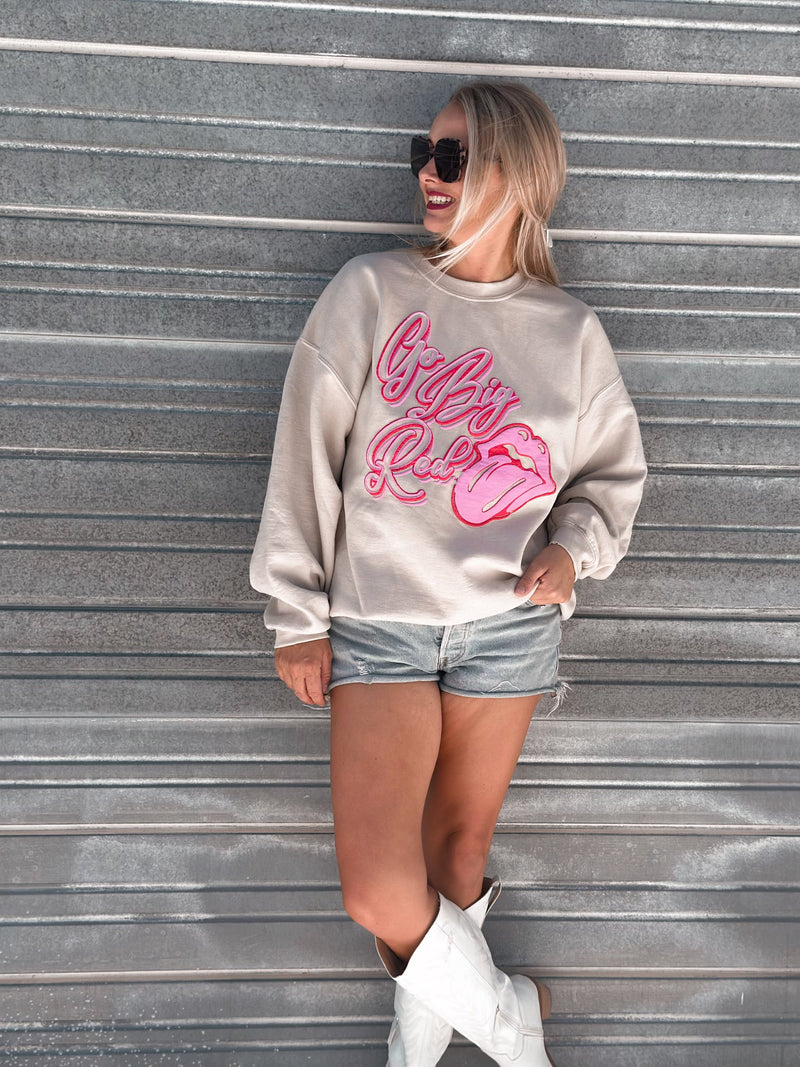 Go Big Red Puff Sand Crewneck