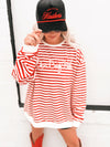 Go Big Red Striped Sweatshirt