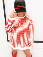 Go Big Red Striped Sweatshirt