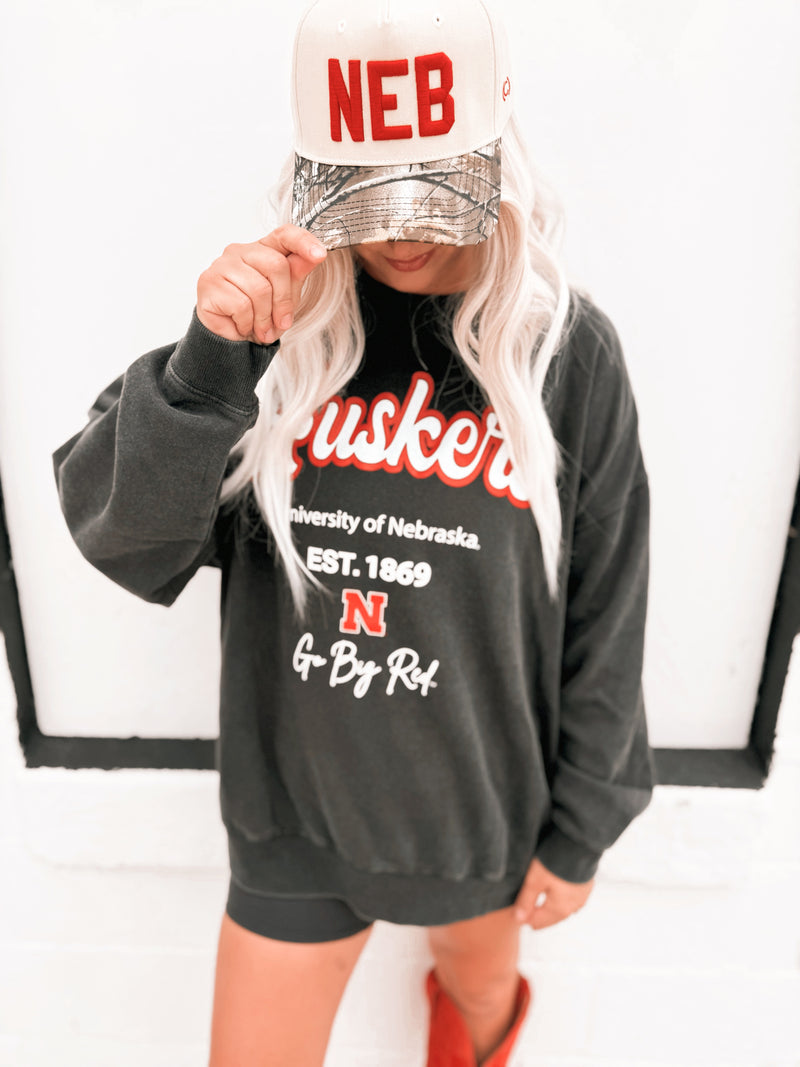 Nebraska Huskers Letterman Charcoal Chrome Sweatshirt