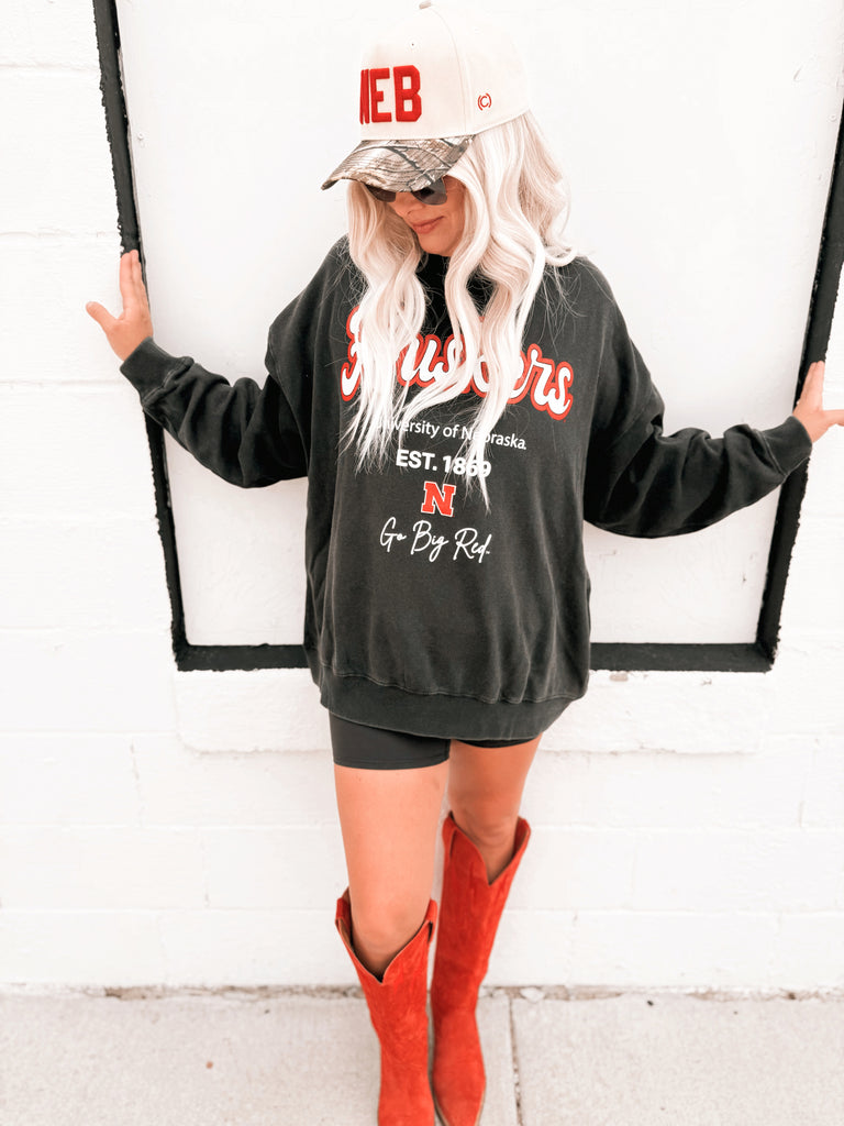 Nebraska Huskers Letterman Charcoal Chrome Sweatshirt