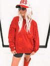Nebraska Ritter Repeat Lantern Sleeve Crew- Red