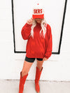 Nebraska Ritter Repeat Lantern Sleeve Crew- Red