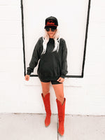 Nebraska Ritter Repeat Lantern Sleeve Crew- Black