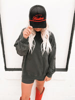 Nebraska Ritter Repeat Lantern Sleeve Crew- Black