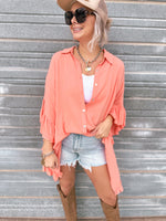 Ruffle Me Up Top in Coral