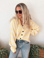 Mia Cardigan Sweater in Yellow Stripe