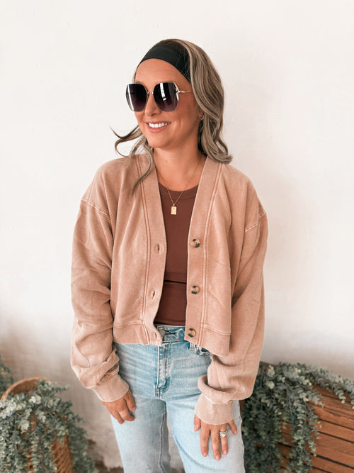 Billy Cardigan Sweater in Dark Taupe