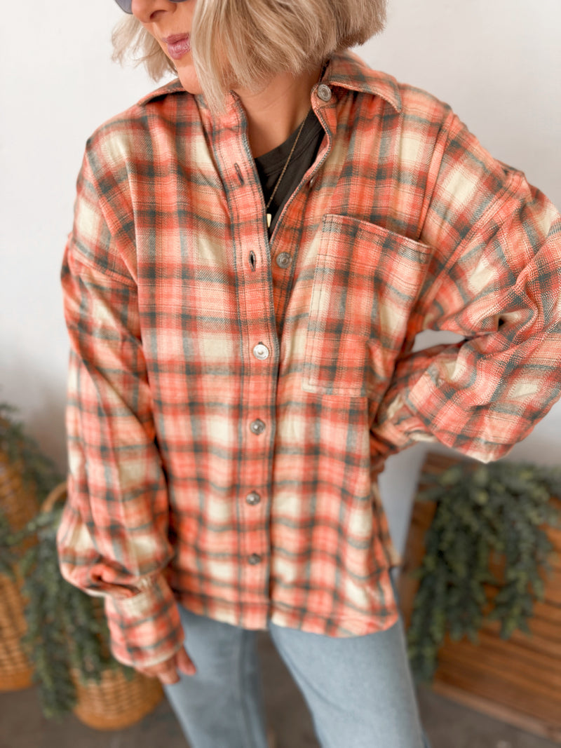 Free People Ashley Plaid Shirt - Sand Combo