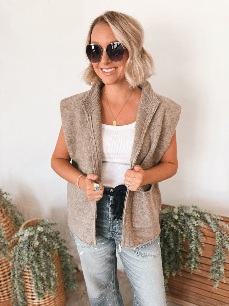Vivi Zip Up Sweater Vest