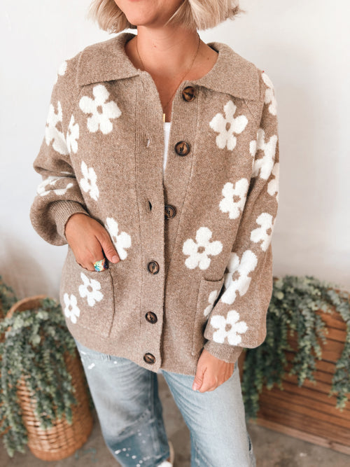 Mira Cardigan in Mocha Floral
