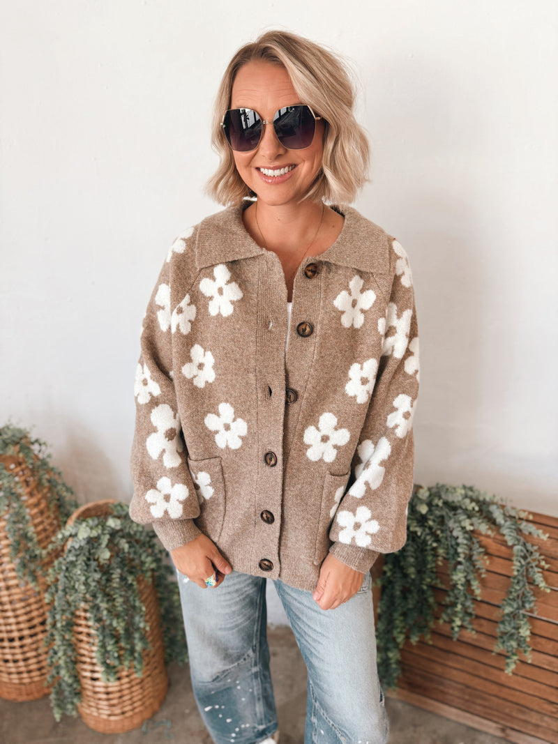 Mira Cardigan in Mocha Floral